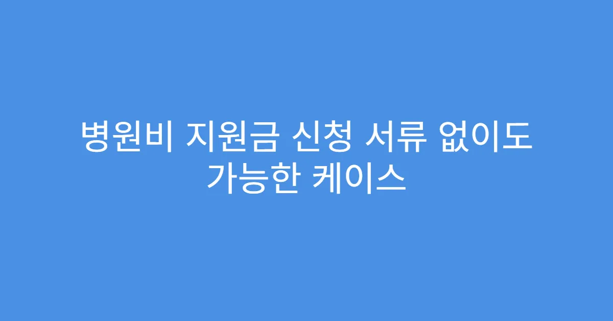 병원비 지원금 신청 서류 없이도 가능한 케이스