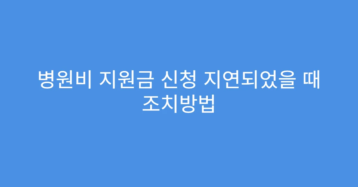 병원비 지원금 신청 지연되었을 때 조치방법
