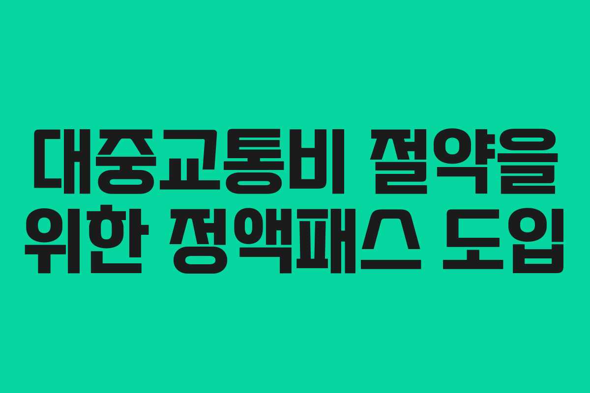 대중교통비 절약을 위한 정액패스 도입