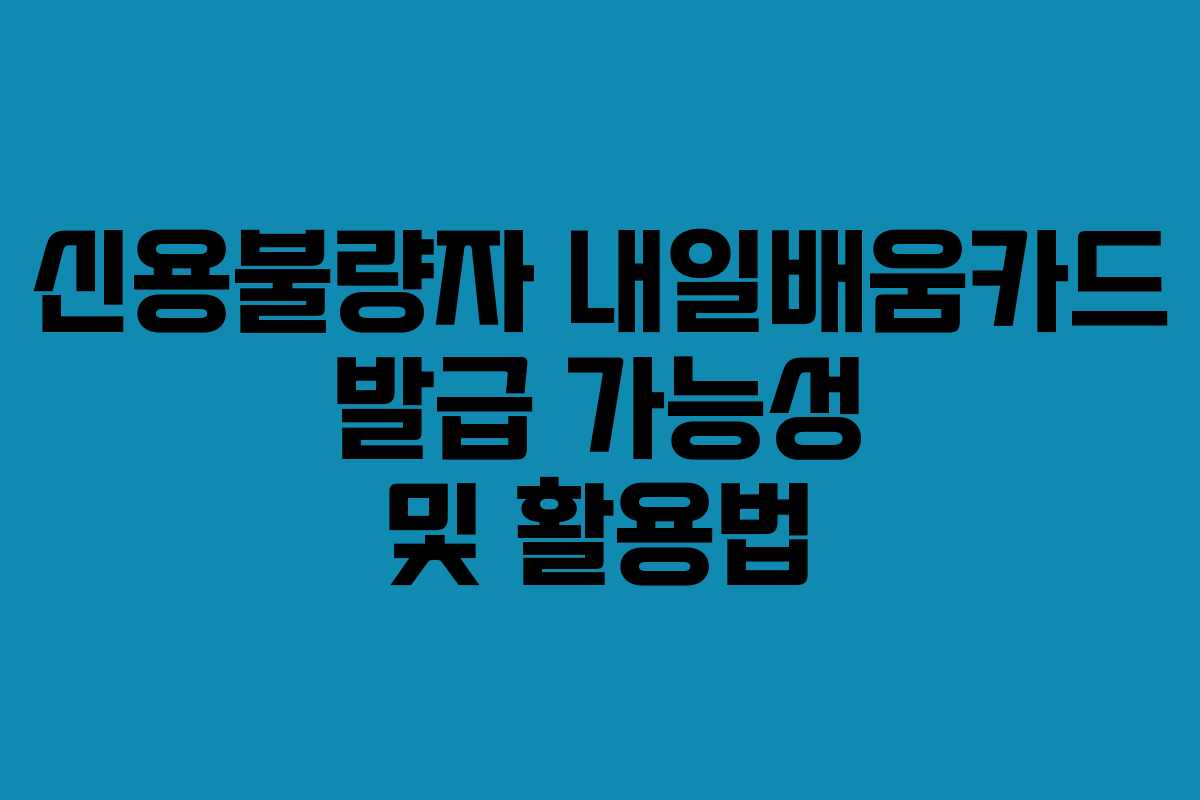 신용불량자 내일배움카드 발급 가능성 및 활용법 신용불량자 내일배움카드 발급 가능성 및 활용법