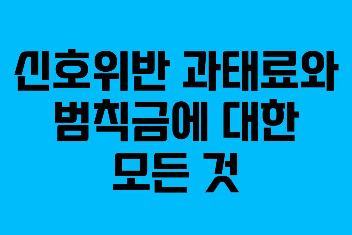 신호위반 과태료와 범칙금에 대한 모든 것