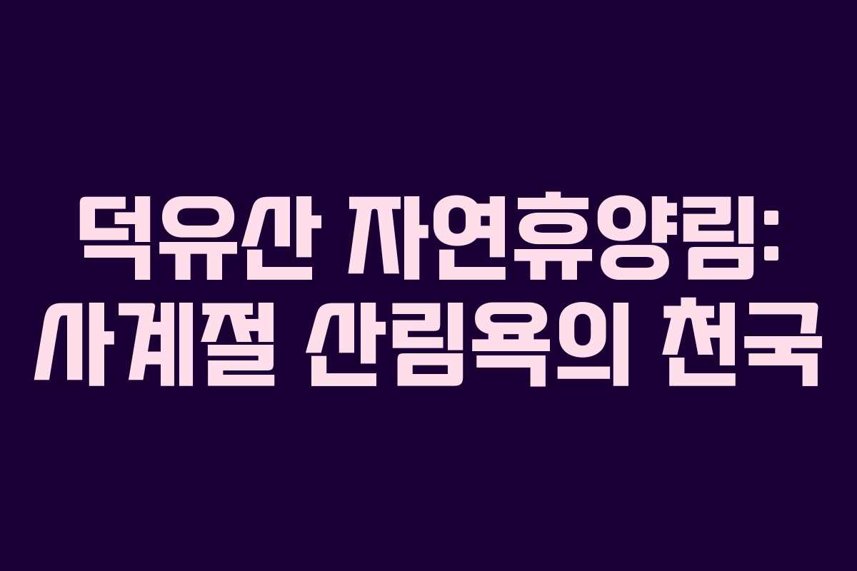 덕유산 자연휴양림: 사계절 산림욕의 천국
