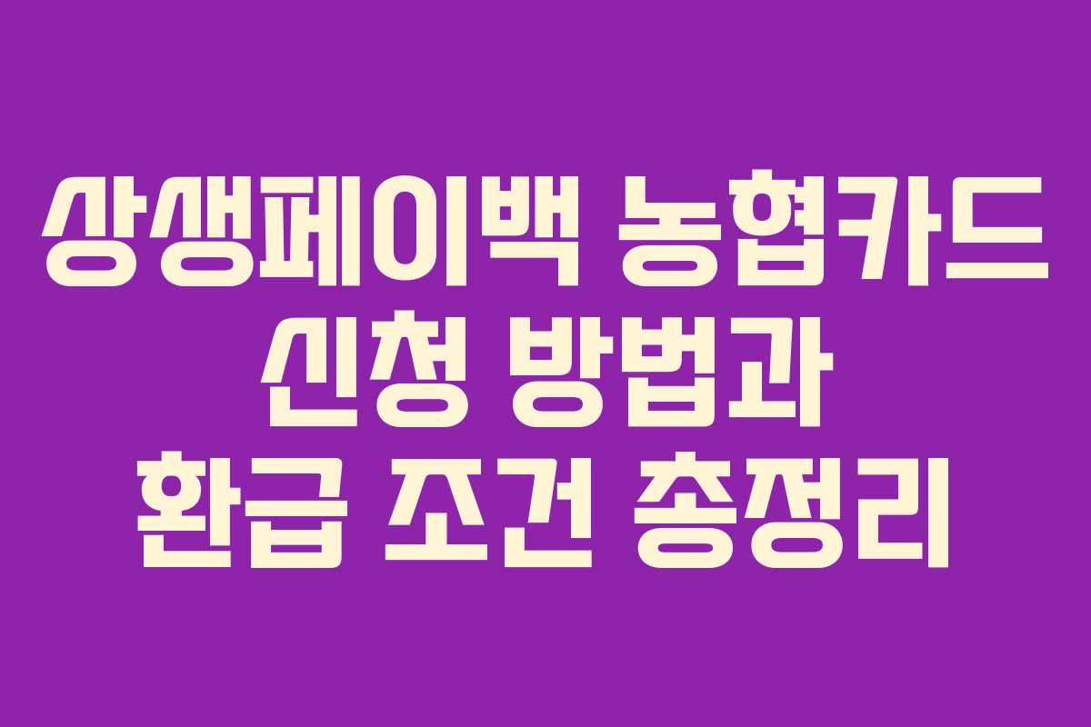 상생페이백 농협카드 신청 방법과 환급 조건 총정리