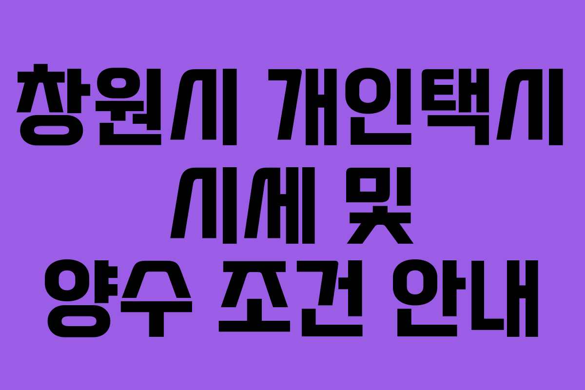 창원시 개인택시 시세 및 양수 조건 안내