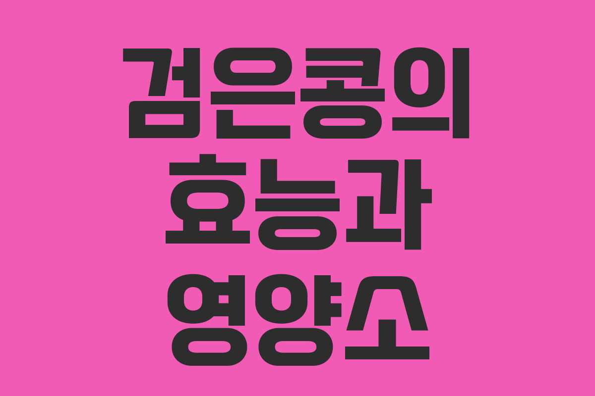 검은콩의 효능과 영양소