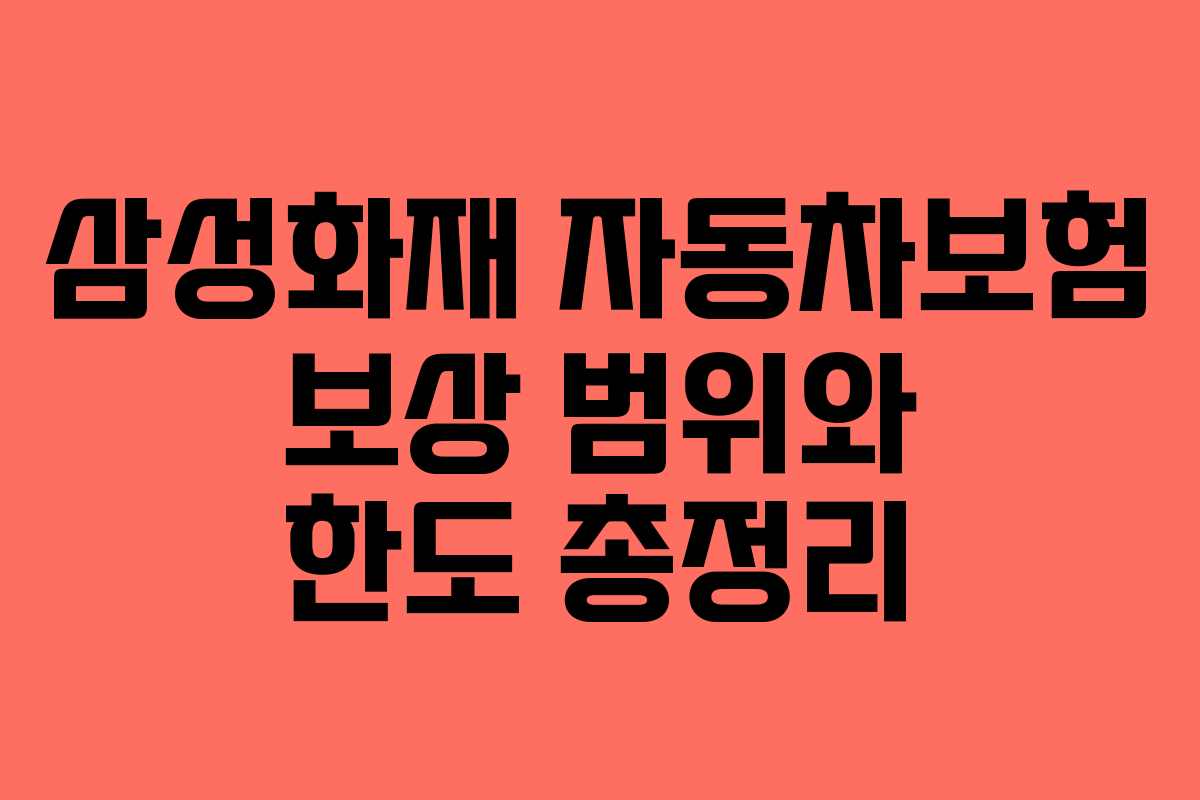 삼성화재 자동차보험 보상 범위와 한도 총정리