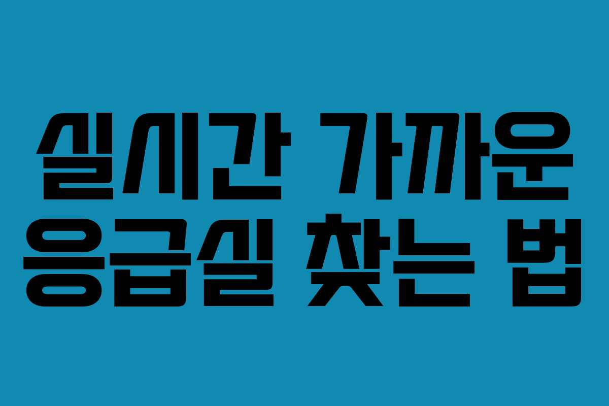 실시간 가까운 응급실 찾는 법 실시간 가까운 응급실 찾는 법