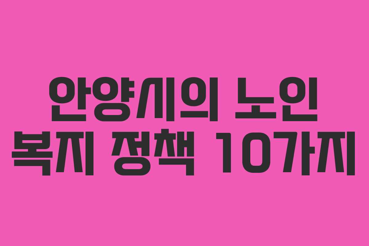 안양시의 노인 복지 정책 10가지