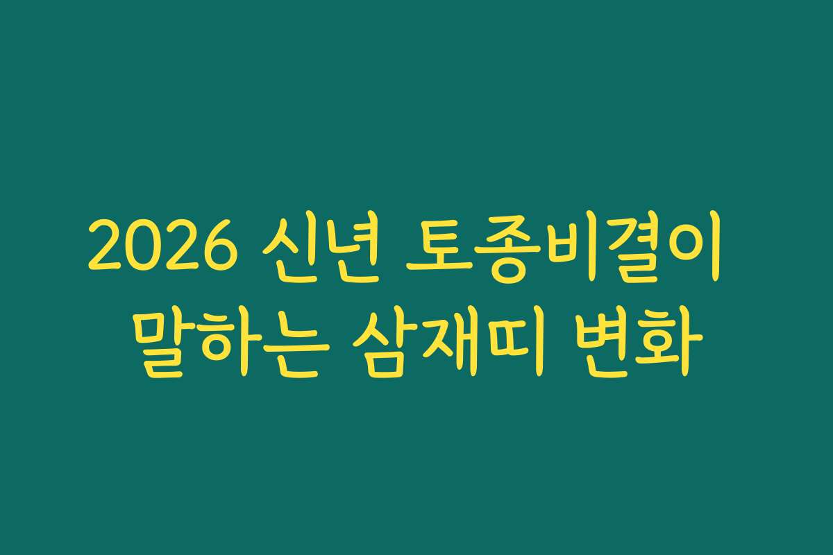 2026 신년 토종비결이 말하는 삼재띠 변화