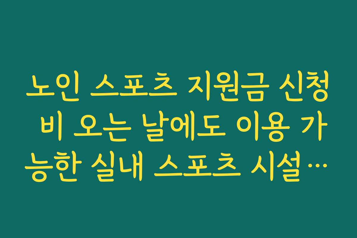노인 스포츠 지원금 신청 비 오는 날에도 이용 가능한 실내 스포츠 시설 추천