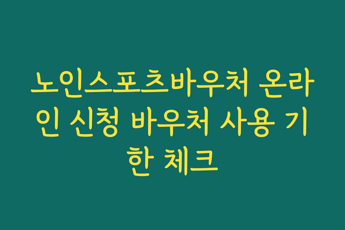 노인스포츠바우처 온라인 신청 바우처 사용 기한 체크