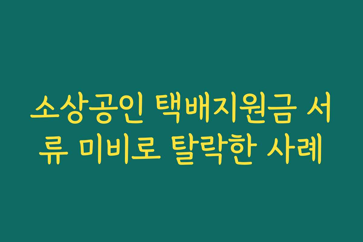 소상공인 택배지원금 서류 미비로 탈락한 사례