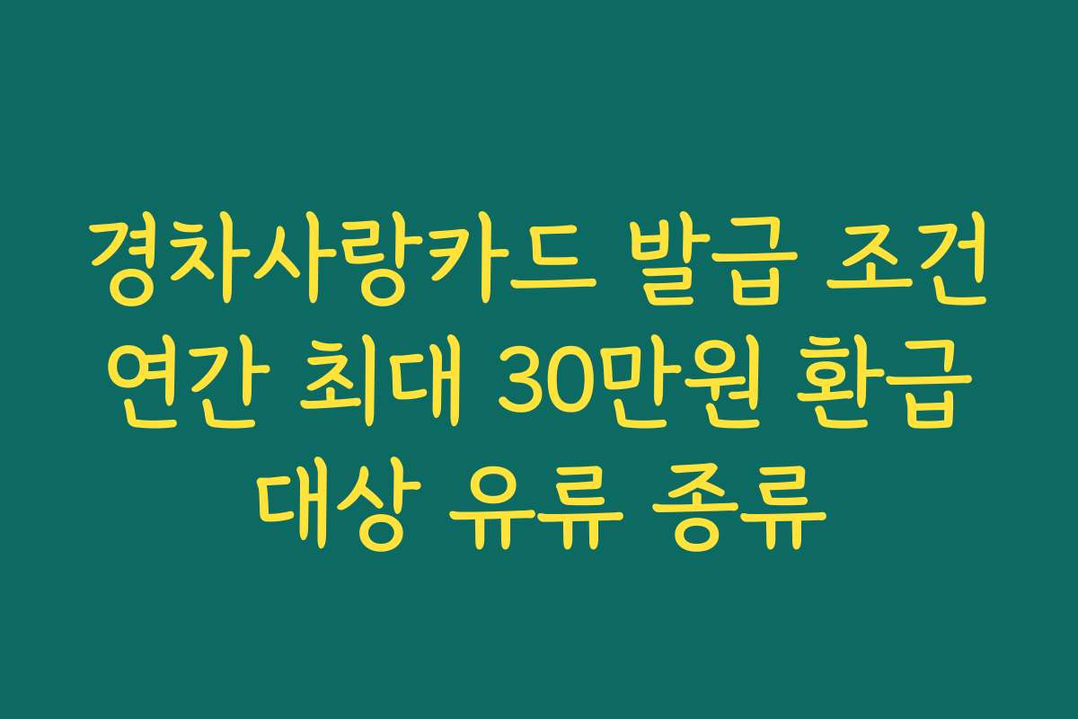 경차사랑카드 발급 조건 연간 최대 30만원 환급 대상 유류 종류