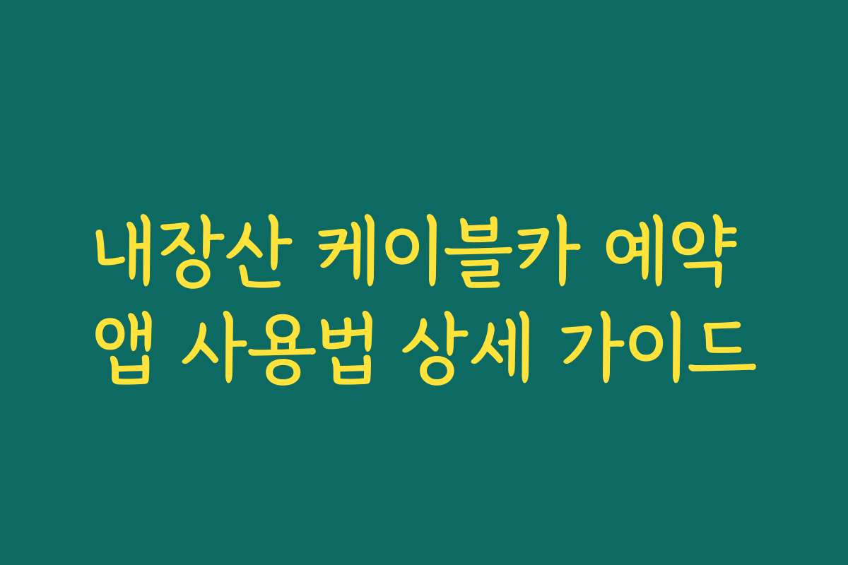 내장산 케이블카 예약 앱 사용법 상세 가이드