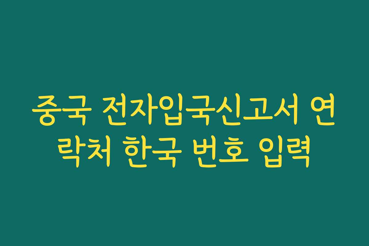 중국 전자입국신고서 연락처 한국 번호 입력
