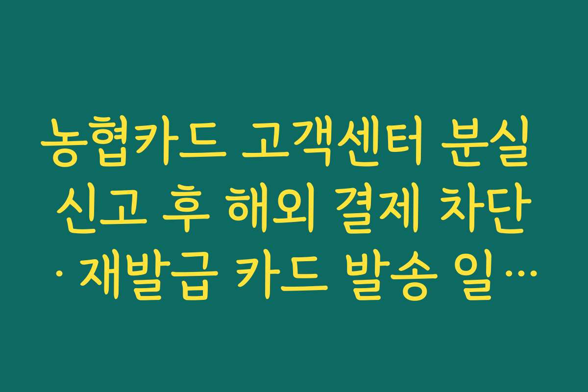 농협카드 고객센터 분실 신고 후 해외 결제 차단·재발급 카드 발송 일정 확인하는 방법