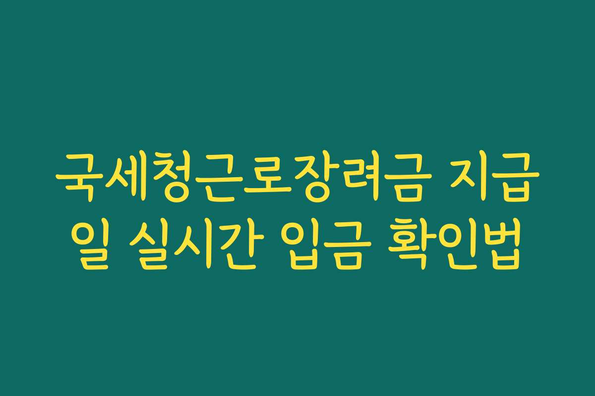 국세청근로장려금 지급일 실시간 입금 확인법 국세청근로장려금 지급일 실시간 입금 확인법