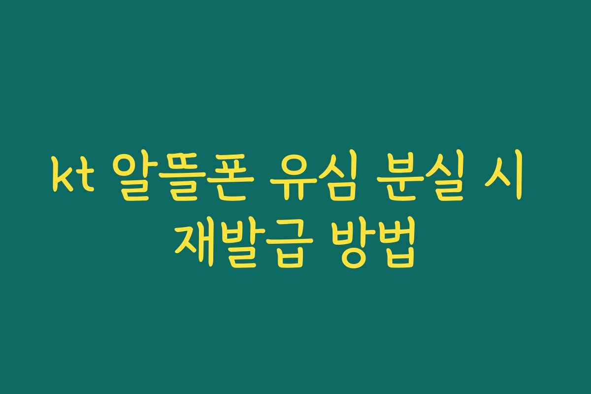kt 알뜰폰 유심 분실 시 재발급 방법