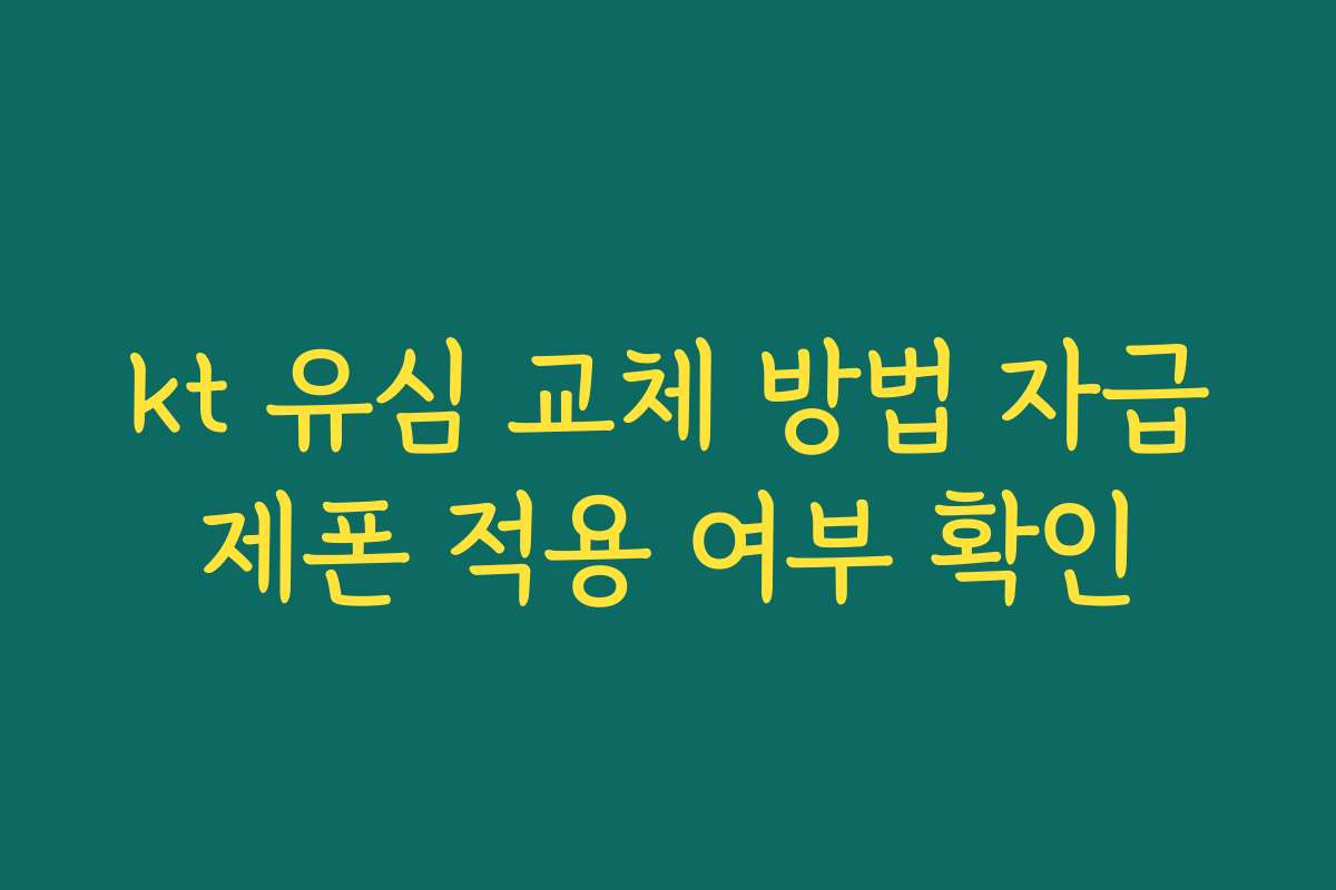 kt 유심 교체 방법 자급제폰 적용 여부 확인
