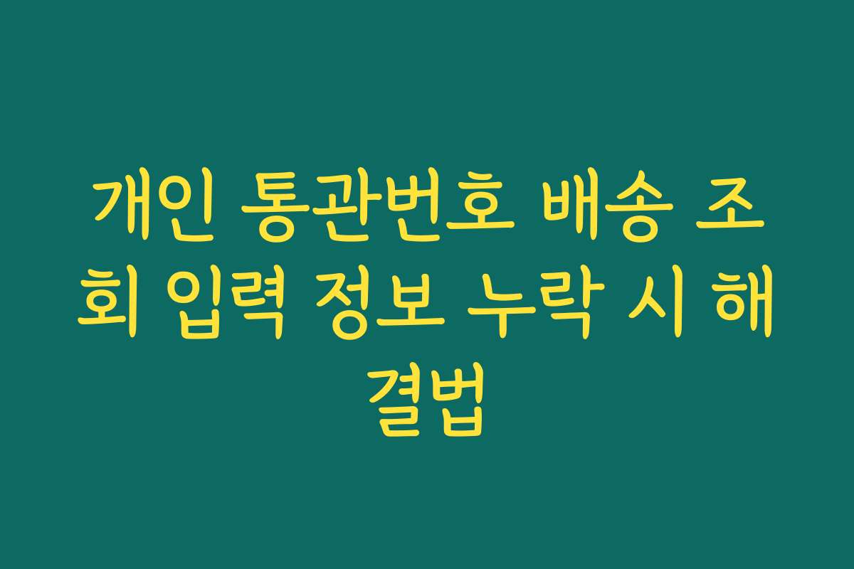 개인 통관번호 배송 조회 입력 정보 누락 시 해결법