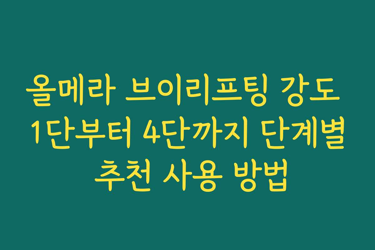 올메라 브이리프팅 강도 1단부터 4단까지 단계별 추천 사용 방법