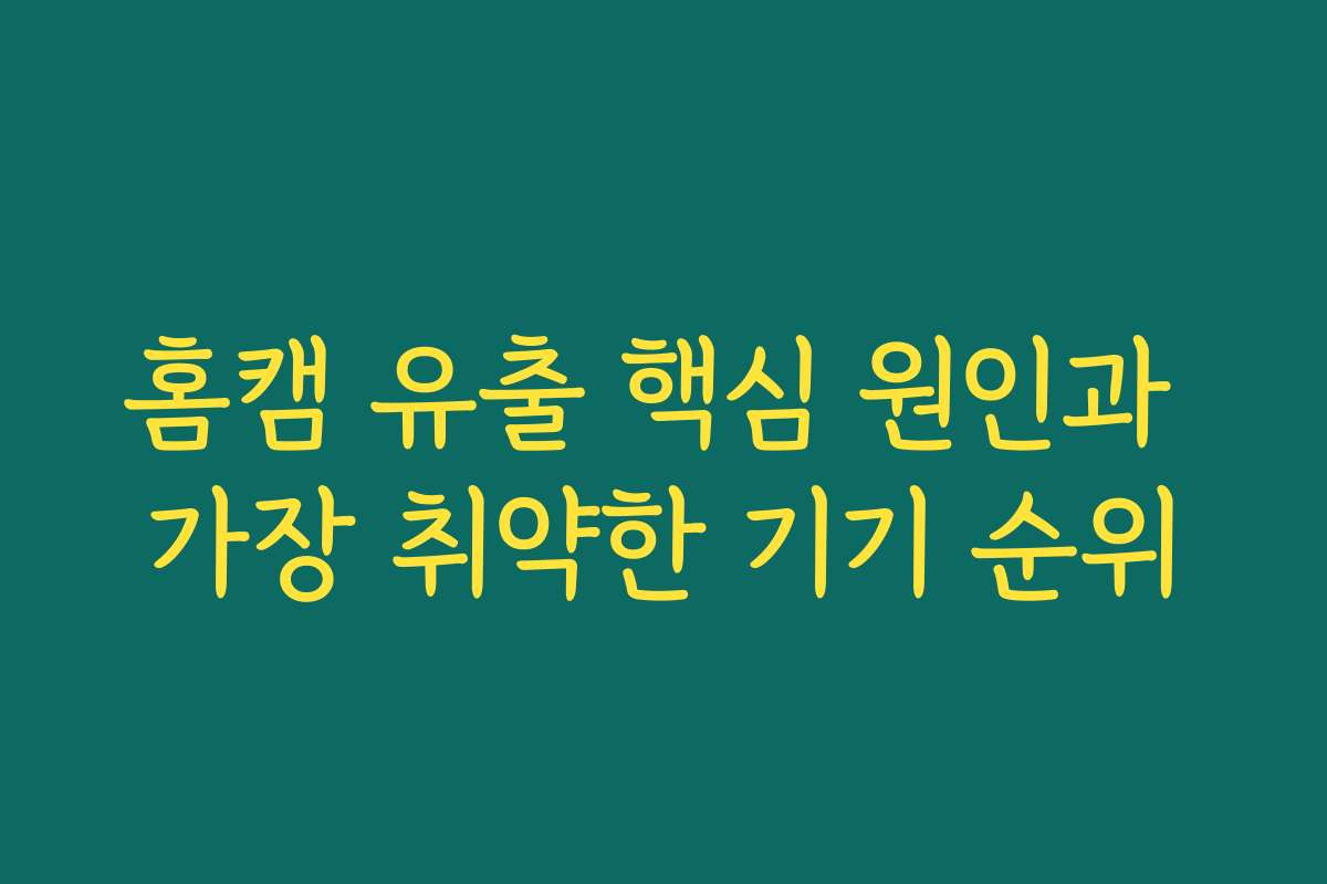 홈캠 유출 핵심 원인과 가장 취약한 기기 순위