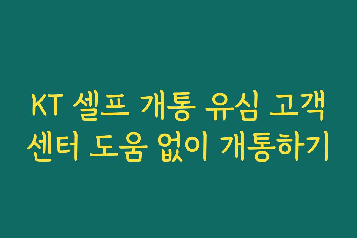 KT 셀프 개통 유심 고객센터 도움 없이 개통하기