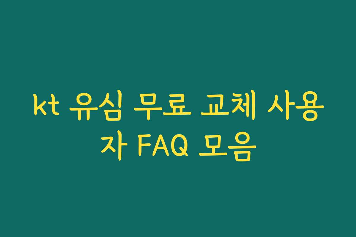 kt 유심 무료 교체 사용자 FAQ 모음