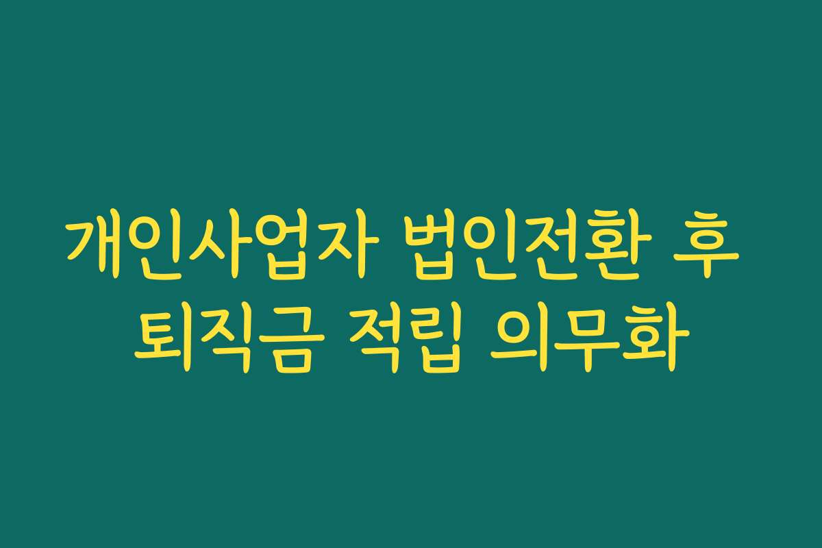 개인사업자 법인전환 후 퇴직금 적립 의무화 개인사업자 법인전환 후 퇴직금 적립 의무화