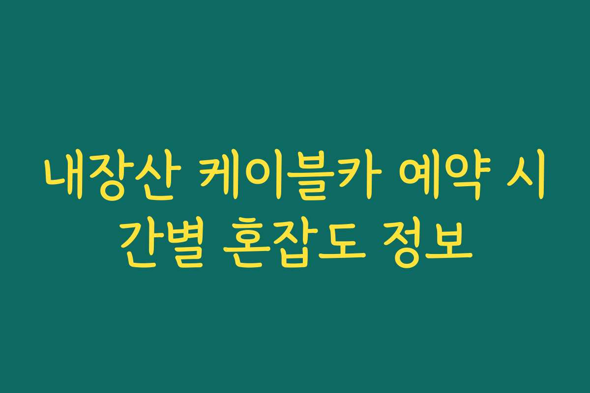 내장산 케이블카 예약 시간별 혼잡도 정보