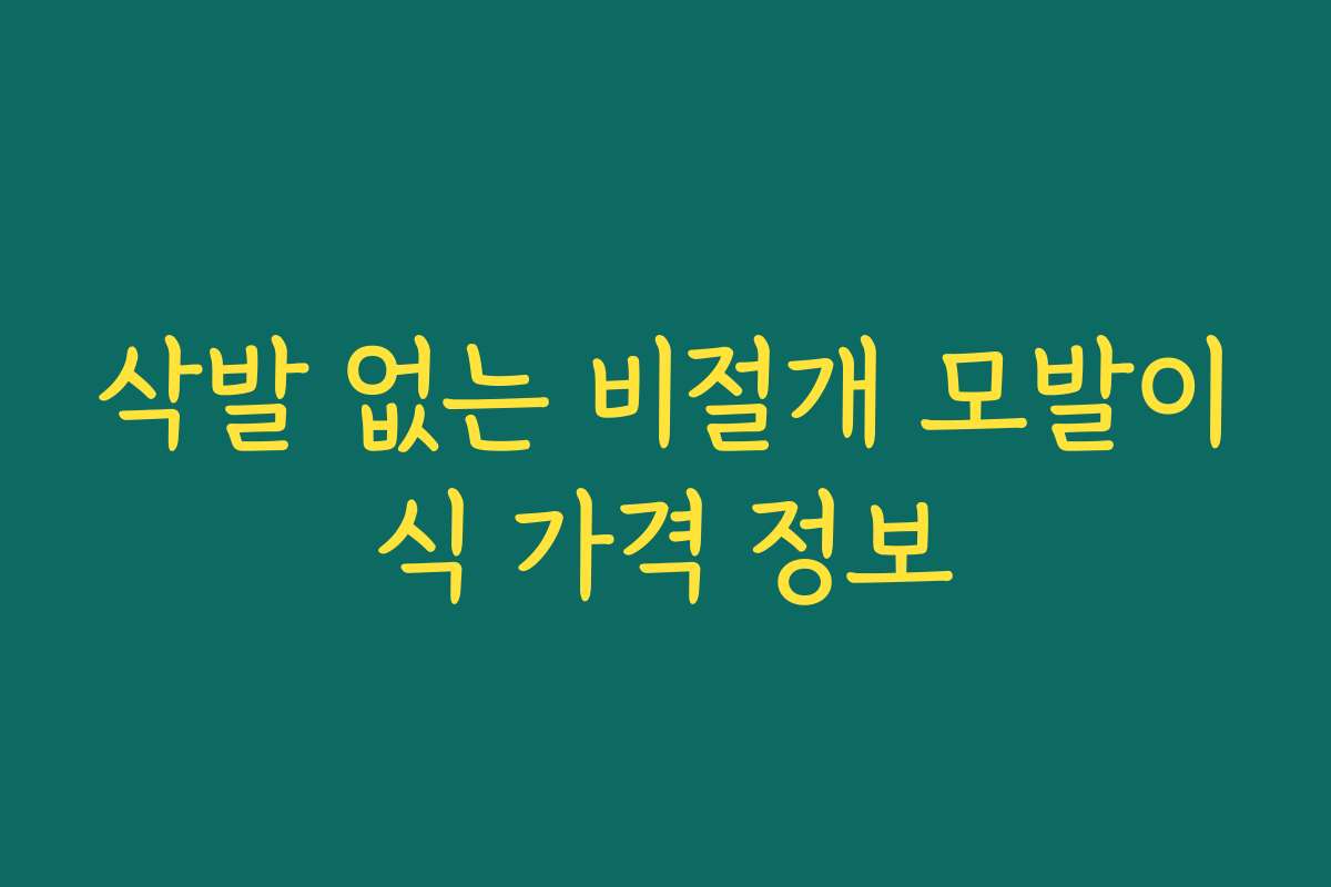 삭발 없는 비절개 모발이식 가격 정보