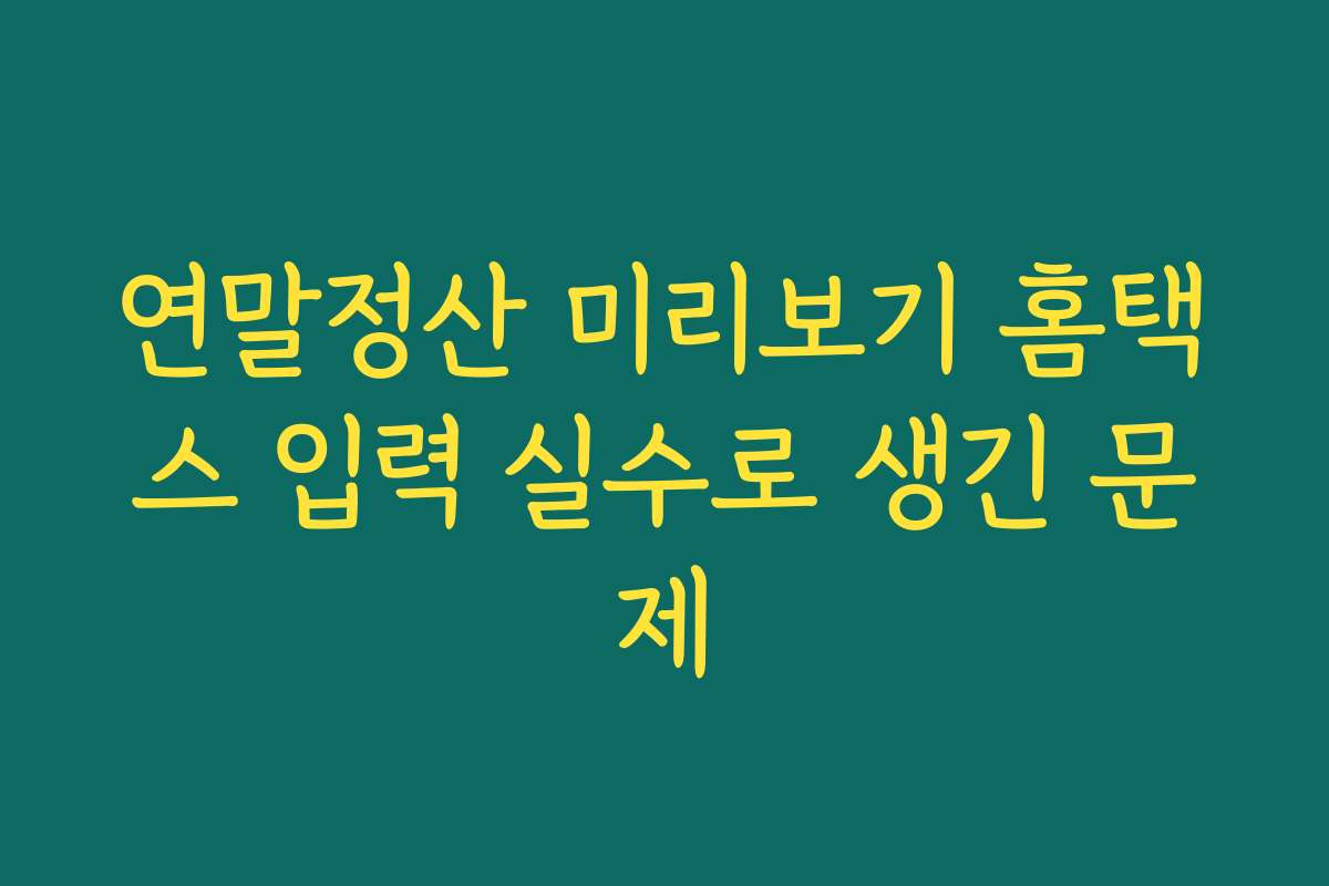 연말정산 미리보기 홈택스 입력 실수로 생긴 문제