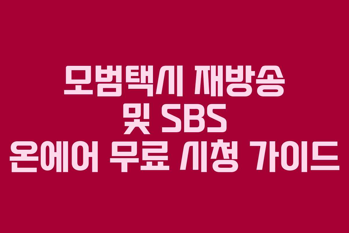 모범택시 재방송 및 SBS 온에어 무료 시청 가이드