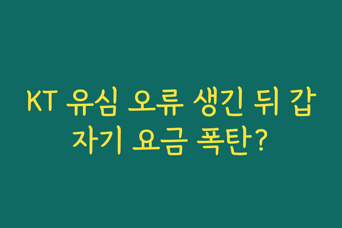KT 유심 오류 생긴 뒤 갑자기 요금 폭탄?