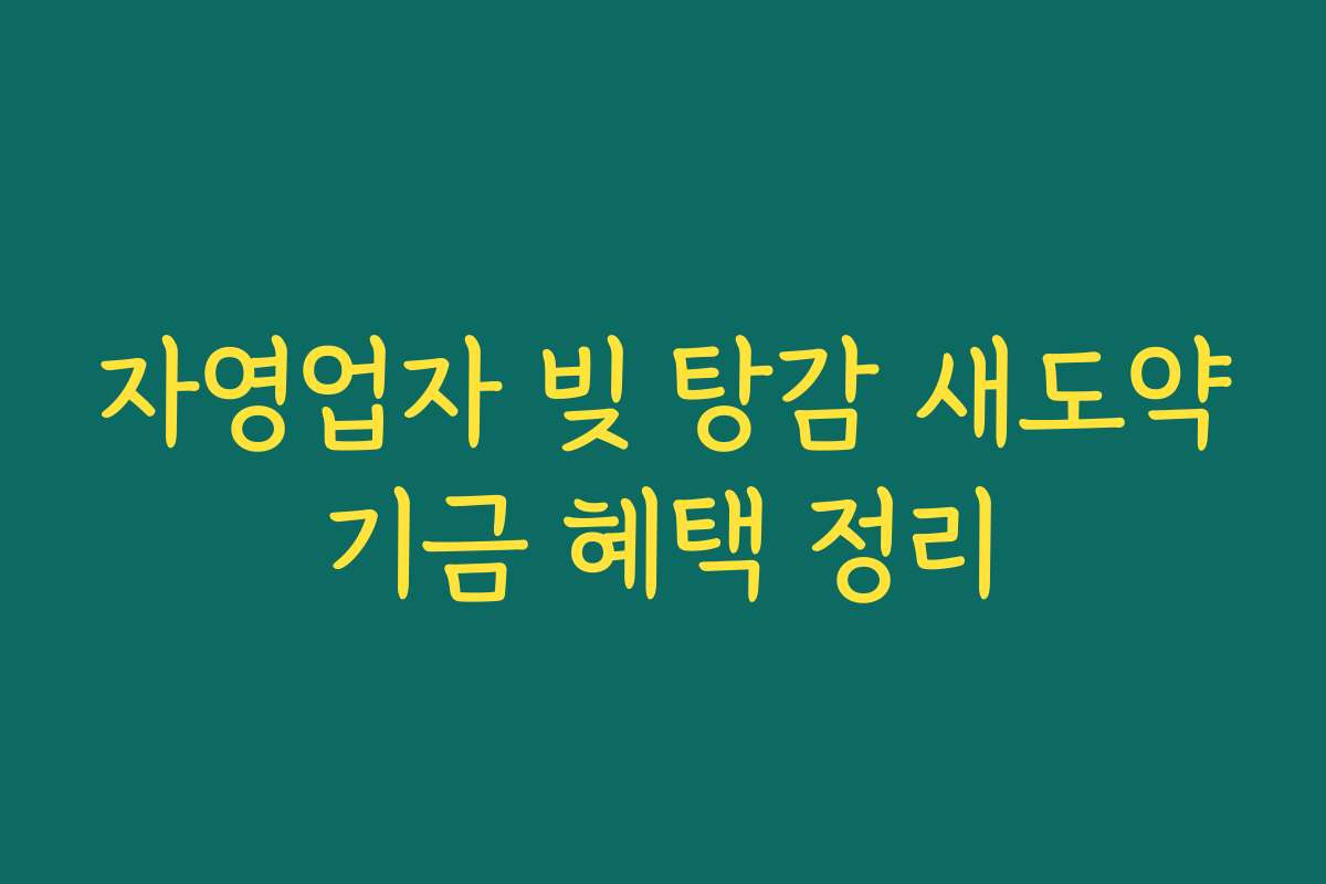 자영업자 빚 탕감 새도약기금 혜택 정리