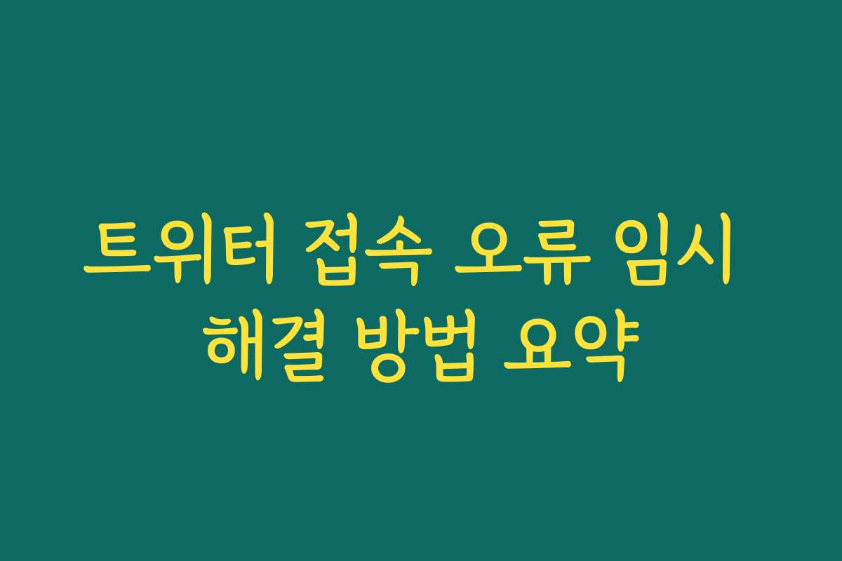 트위터 접속 오류 임시 해결 방법 요약