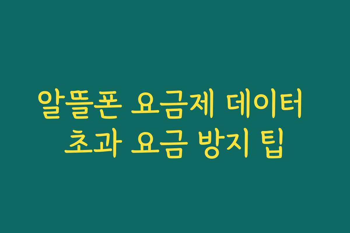 알뜰폰 요금제 데이터 초과 요금 방지 팁