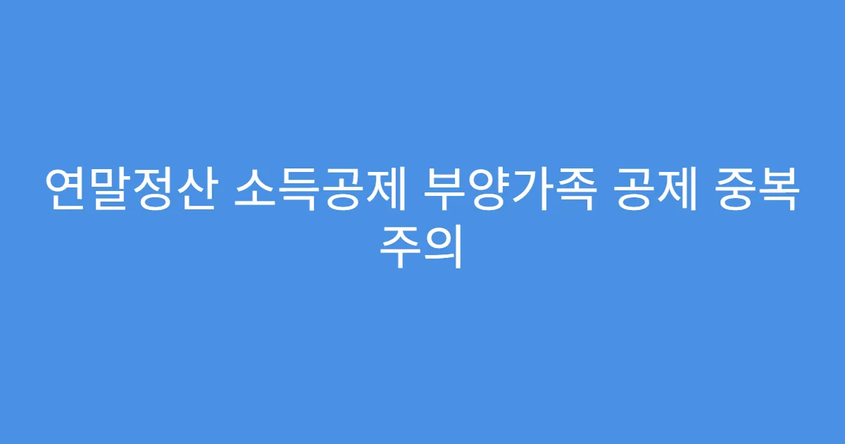 연말정산 소득공제 부양가족 공제 중복 주의