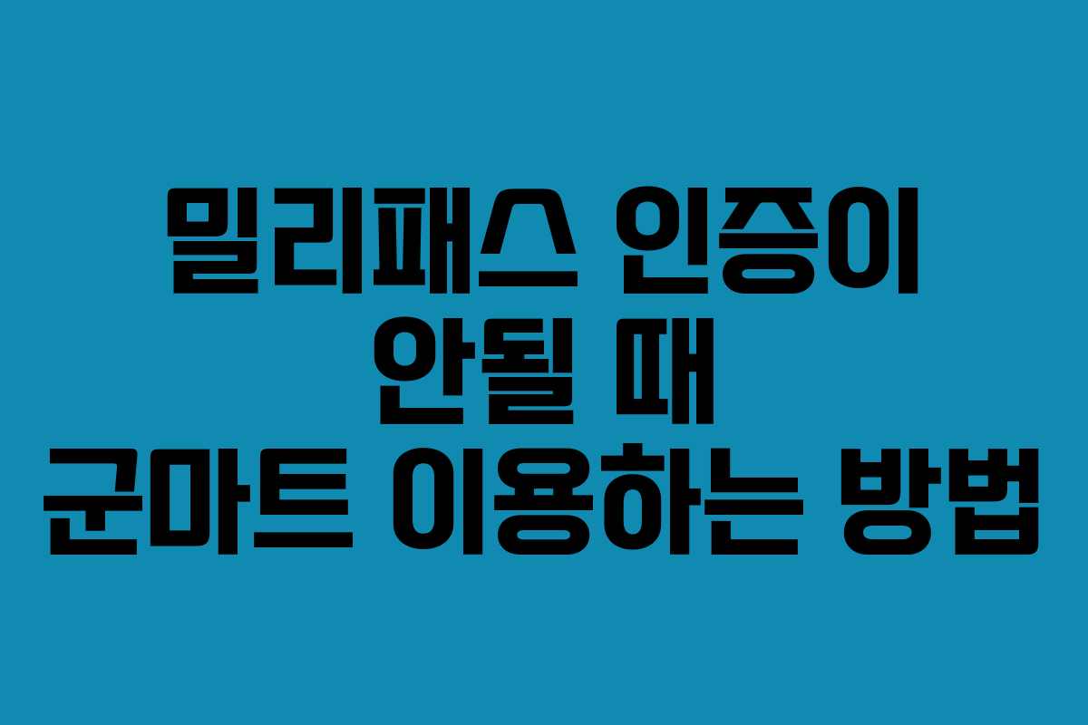 밀리패스 인증이 안될 때 군마트 이용하는 방법