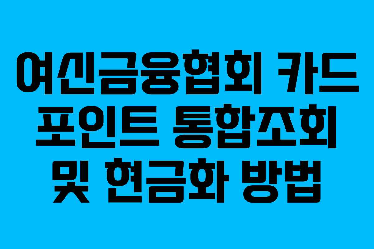 여신금융협회 카드 포인트 통합조회 및 현금화 방법