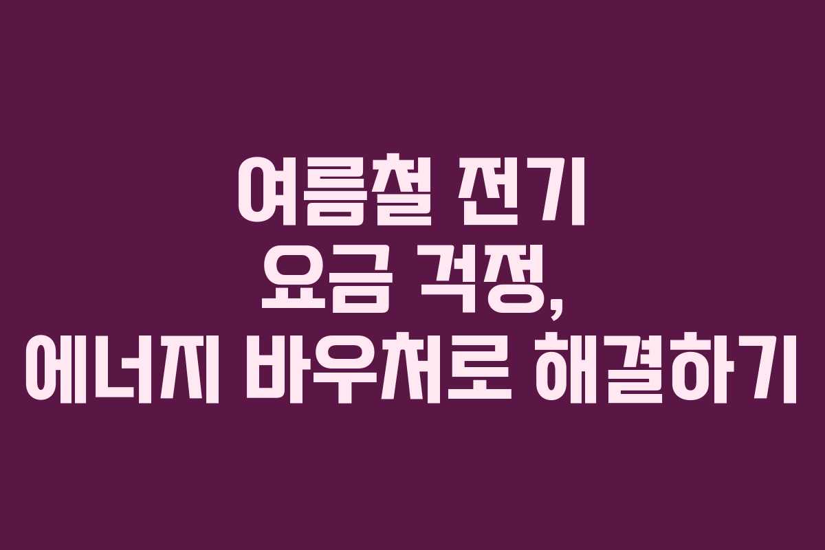 여름철 전기 요금 걱정, 에너지 바우처로 해결하기
