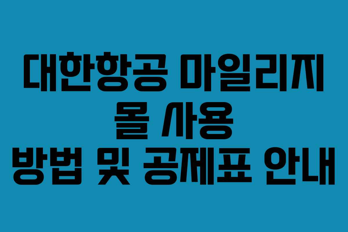 대한항공 마일리지 몰 사용 방법 및 공제표 안내 대한항공 마일리지 몰 사용 방법 및 공제표 안내