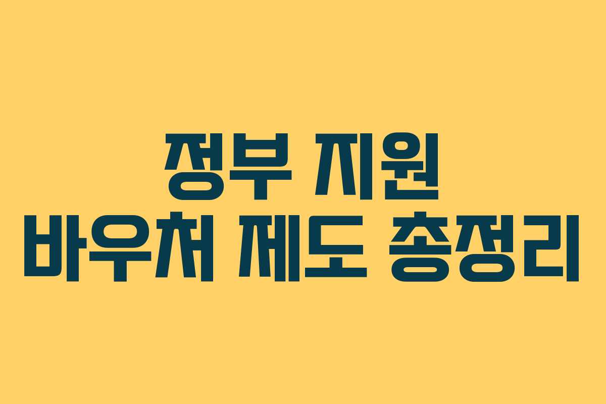 정부 지원 바우처 제도 총정리