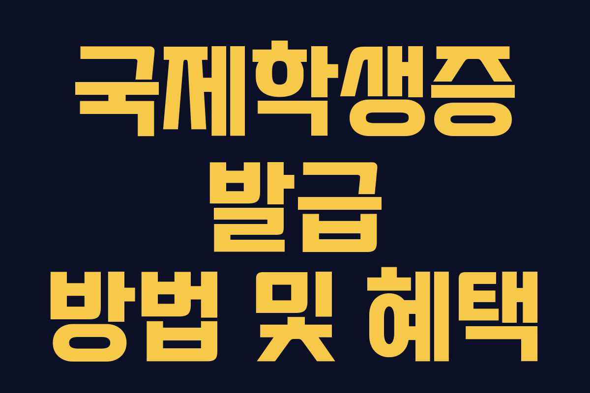 국제학생증 발급 방법 및 혜택