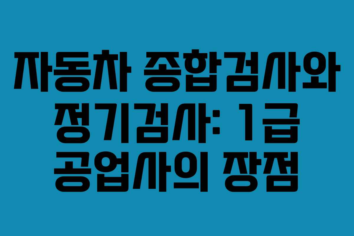 자동차 종합검사와 정기검사: 1급 공업사의 장점