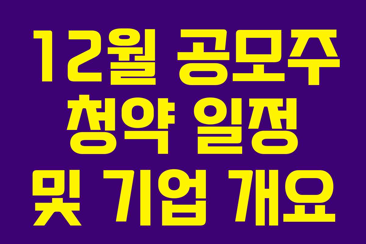 12월 공모주 청약 일정 및 기업 개요