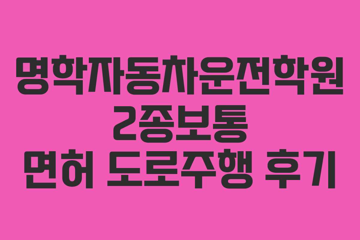 명학자동차운전학원 2종보통 면허 도로주행 후기