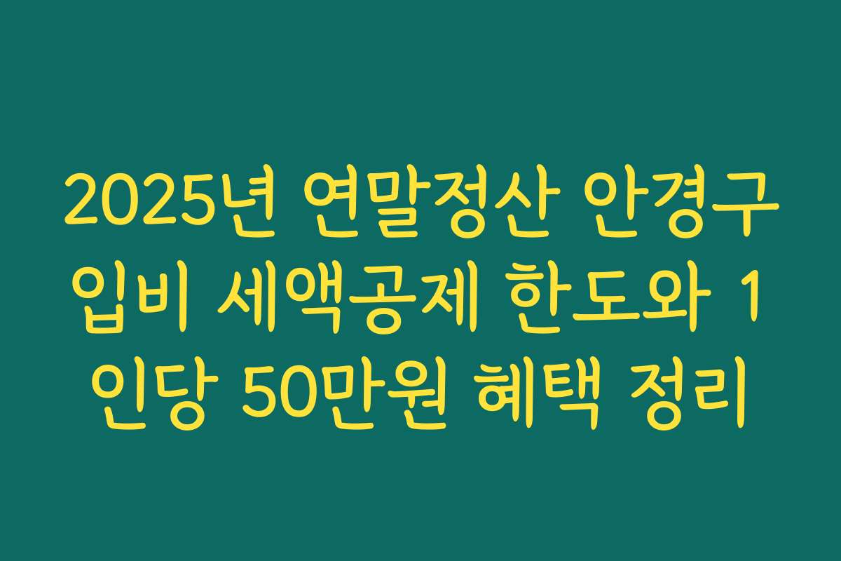2025년 연말정산 안경구입비 세액공제 한도와 1인당 50만원 혜택 정리