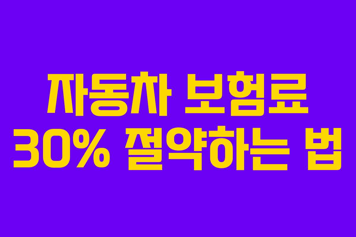 자동차 보험료 30% 절약하는 법