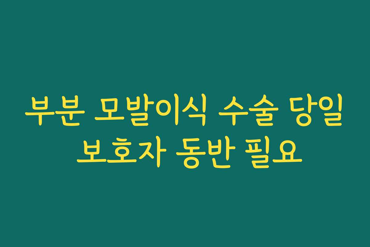 부분 모발이식 수술 당일 보호자 동반 필요